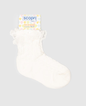 RiminiVeste Детские носки Scopri белого цвета с кружевом BABYPIZZO