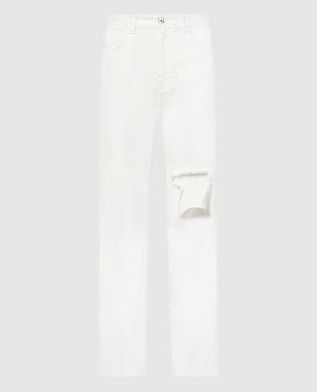 Rokh Білі джинси з вирізом та логотипом R1CA54