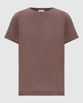 Brunello Cucinelli Коричнева футболка з кашеміром та шовком з люрексом M41810000