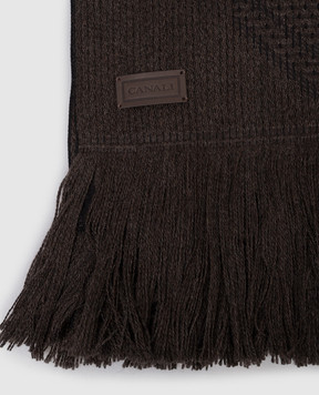 Canali Коричневый шарф с шерстью и шелком в узор TF0032006
