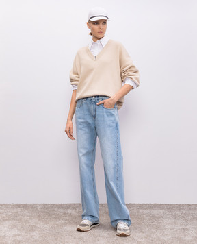 Brunello Cucinelli Бежевый пуловер с цепочкой мониль M19255002