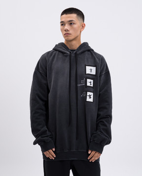 Ann Demeulemeester Чорне худі Ollie з принтом B0013212FA639