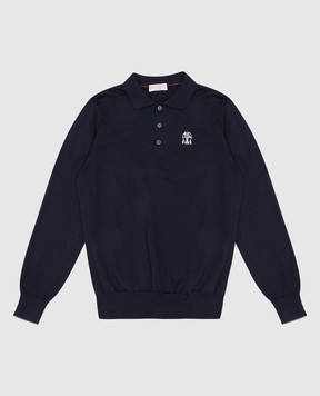 Brunello Cucinelli Дитяче синє поло з вишивкою логотипа B29M81605C