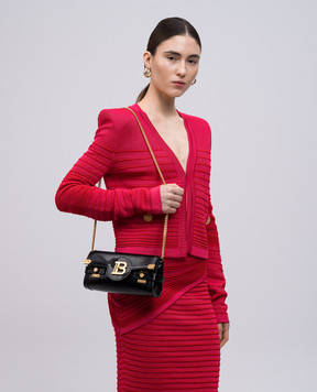 Balmain Черная кожаная лакированная сумка B-Buzz Pouch EN0LE596LPIS