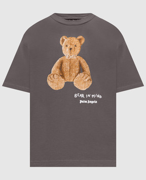 Palm Angels Сіра футболка Bear in mind з принтом PMAA109F25JER00A