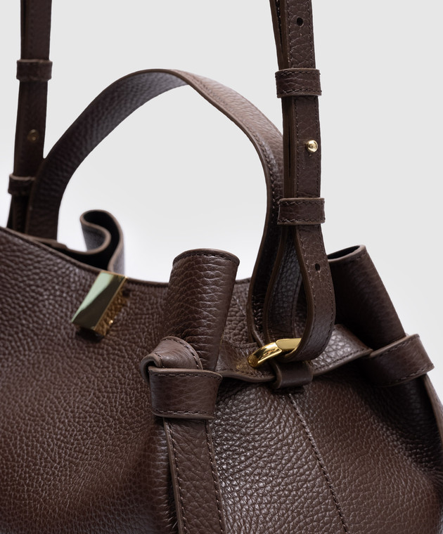 YUZEFI Коричневая кожаная сумка-трапеция GYOZA GYOZA изображение 4