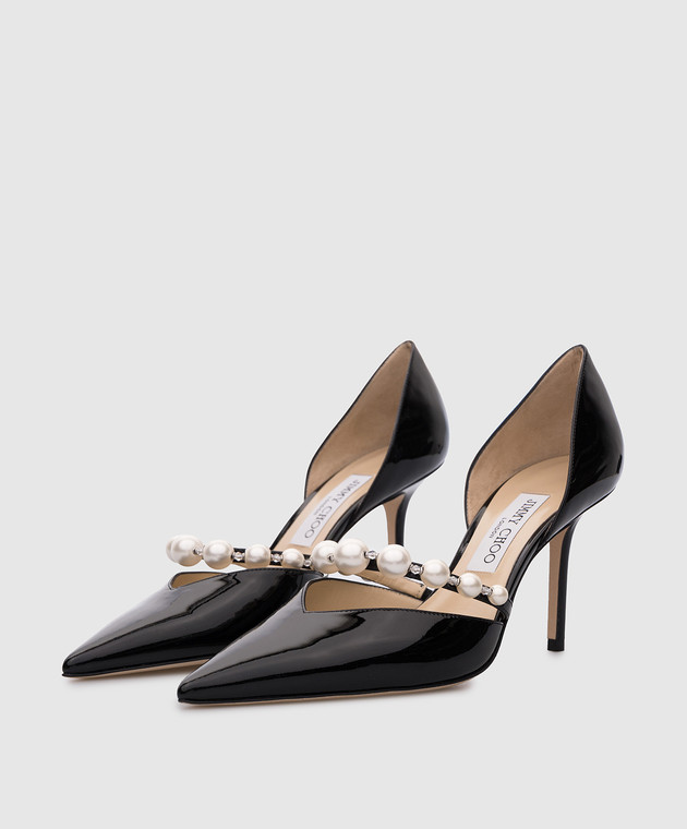 Jimmy Choo - Черные кожаные лакированные лодочки AURELIE 85 с