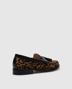 Stuart Weitzman Коричневые кожаные лоферы LOTTIE в анималистичный принт SL594