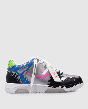 Off-White Сріблясті шкіряні кросівки Out Of Office OMIA189G24LEA002