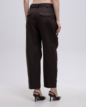 Brunello Cucinelli Коричневі штани з льону ML142P8559