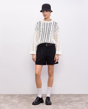 Brunello Cucinelli Чорні шорти з льоном з ланцюжком моніль MH534P8923