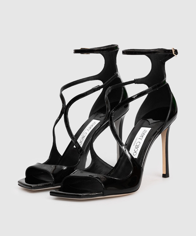 Jimmy Choo - Чорні шкіряні лаковані босоніжки Azia AZIA95PAT