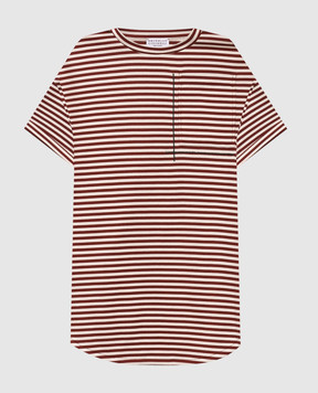 Brunello Cucinelli Бордова футболка в смужку ML929HA820