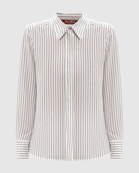 Max Mara Біла блуза LAMA із шовку в смужку LAMA