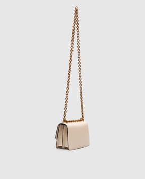 Valentino Бежевая кожаная сумка-мессенджер с металлической эмблемой VLogo Signature 6W2B0R17GCB