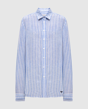 Max Mara Weekend Голубая рубашка JOSEF из льна в полоску JOSEF