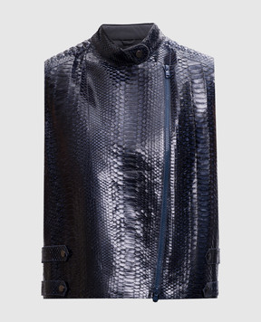 Brunello Cucinelli Синий жилет из кожи питона M0CUR2522