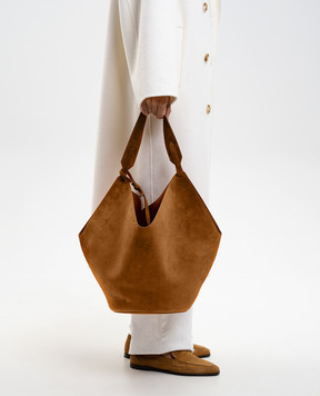 Khaite Замшева сумка Lotus коричневого кольору з логотипом HAITEBAG