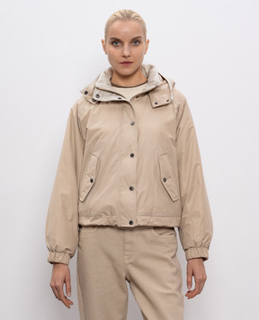 Brunello Cucinelli Бежева пухова куртка з ланцюжком моніль MG5017835P