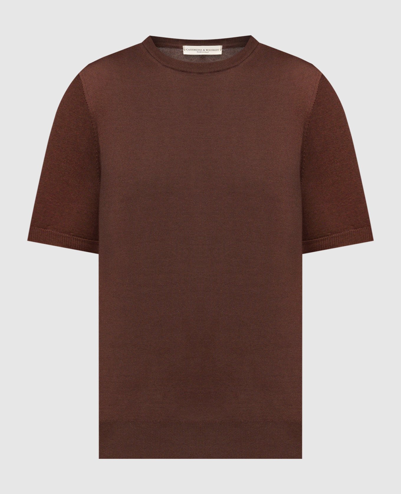 Brown T-shirt with silk and cashmere