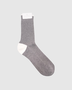 Brunello Cucinelli Сірі шкарпетки в рубчик MCS93511