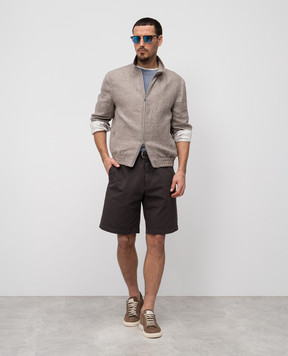 Brunello Cucinelli Синяя меланжевая футболка с леном MW8357427
