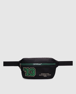 Off-White Чорна поясна сумка з логотипом OMNO037S25FAB002