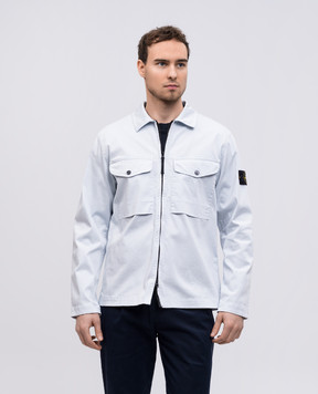 Stone Island Голубая рубашка с логотипом патча K1S151200128S0012