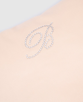 Blumarine Бежевая декоративная подушка с монограммой из кристаллов Swarovski H0000210016