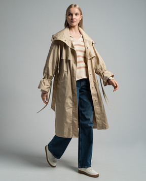 Twinset Бежевий плащ з металевим логотипом 241TP2570