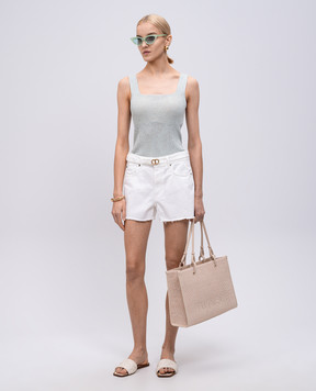 Twinset Зелений топ з льоном з люрексом 251TT3147
