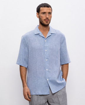 Brunello Cucinelli Голубая рубашка из льна MM6840615