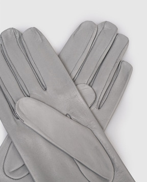 Sermoneta Gloves Блакитні шкіряні рукавички з розрізом 301B2BT