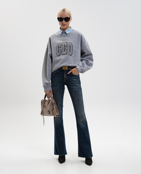 Balenciaga Сірий утеплений світшот з коміром сорочки 837035TSVP2