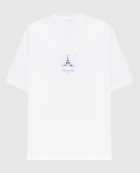 Vetements Белая футболка с принтом Paris UA66TR705Wm