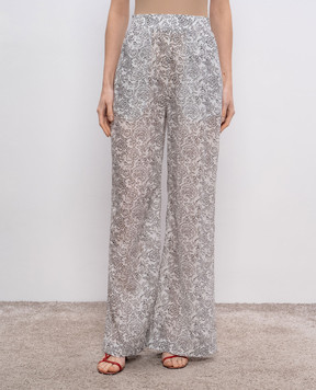 Ermanno Scervino Белые брюки в цветочный принт. D464P707YZV