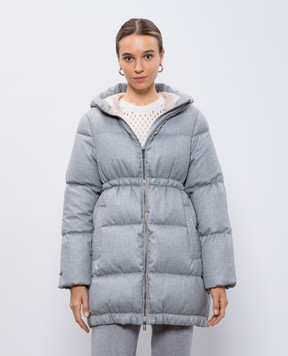 Peserico Серый стеганый пуховик с цепочкой мониль S24044C1945