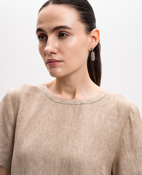 Peserico Сріблясті сережки з ланцюжком моніль S35452C0CC458