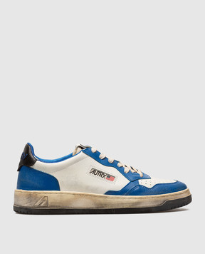 AUTRY Сині шкіряні кросівки Sup Vint Low з логотипом A14EAVLMBC02
