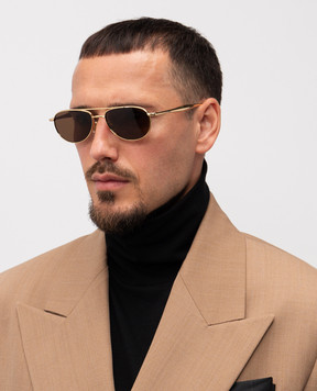 Bottega Veneta Золотисті сонцезахисні окуляри Fin Aviator 845791V4450