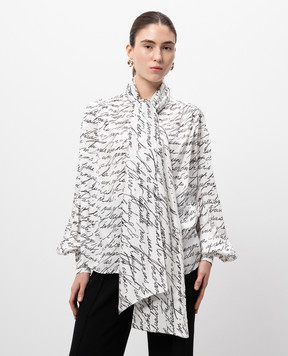 Balmain Біла блуза в принт Love Letter EF1HT020VH61
