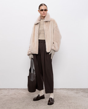 Brunello Cucinelli Бежевый жилет из кашемира и шерсти с люрексом MBM738210P