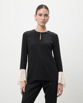Saint Laurent Черная блуза из шелка 453804