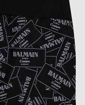 Balmain Дитячі чорні джогери в принт логотипа BX6P50Z33311214