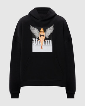 Palm Angels Черный худи Crystal pin up с принтом логотипа PMBB155S25FLE003w