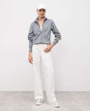 Palm Angels Сіра спортивна куртка з вишивкою логотипа PWBD019F25FAB001