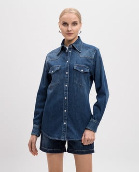 Dolce&Gabbana Синя джинсова сорочка з ефектом потертості F5T34DG8MS1