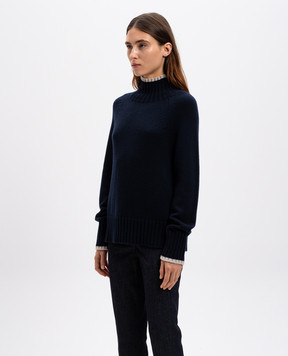 Max Mara Синий свитер MANTOVA из шерсти и кашемира MANTOVA