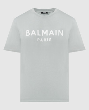 Balmain Серая футболка с принтом логотипа DH1EG000BB73