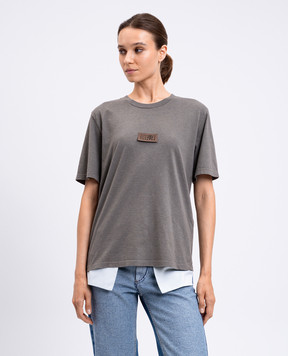 Maison Margiela MM6 Серая футболка с нашивкой эмблемы S52GC0356M20048